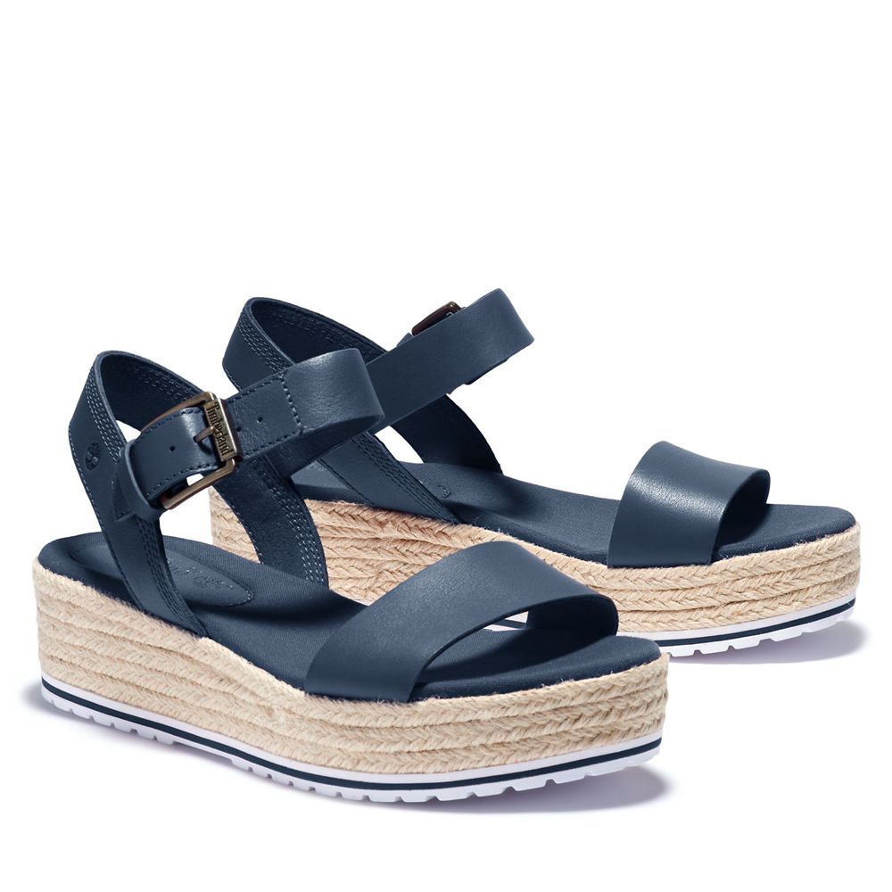 Sandalias Timberland Argentina Mujer - Santorini Sun Ankle Strap - Azul Marino - ZGAMWB-280